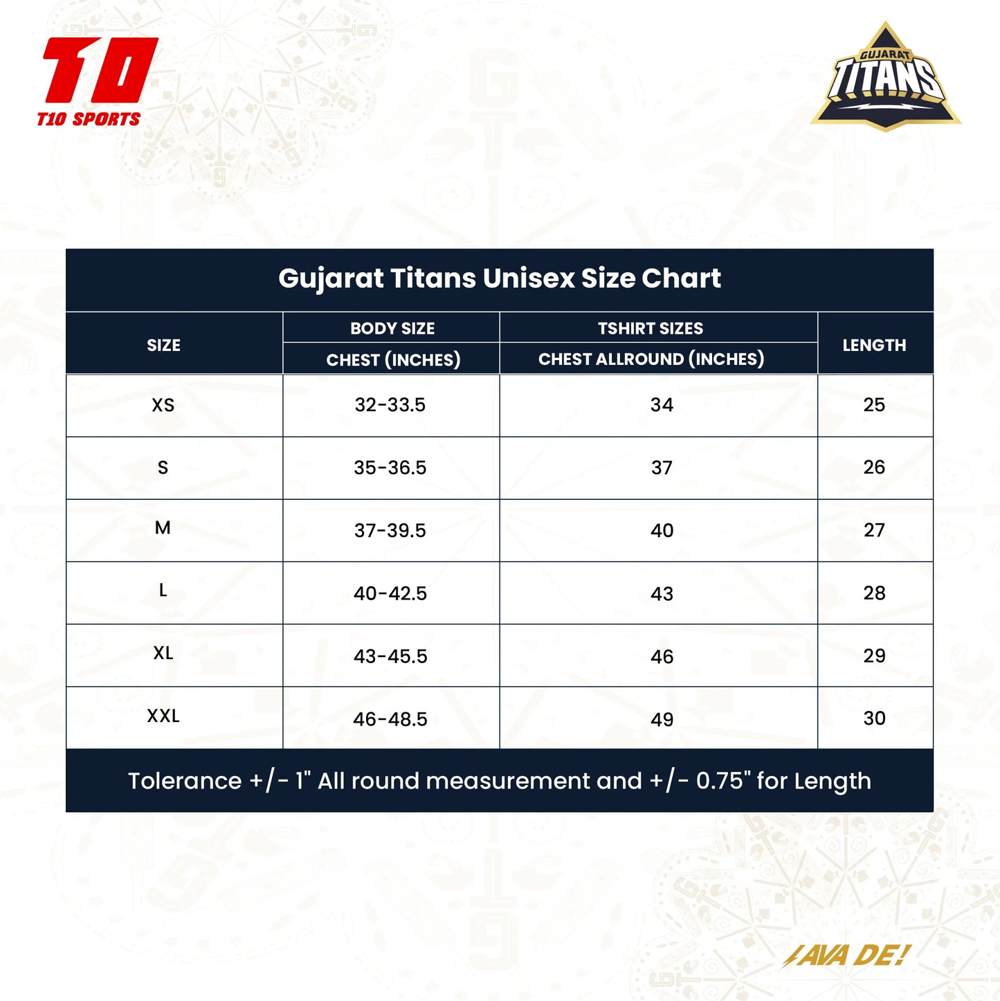 GUJARAT TITANS OFFICIAL MATCH EDITION HALF SLEEVE JERSEY -IPL 2026