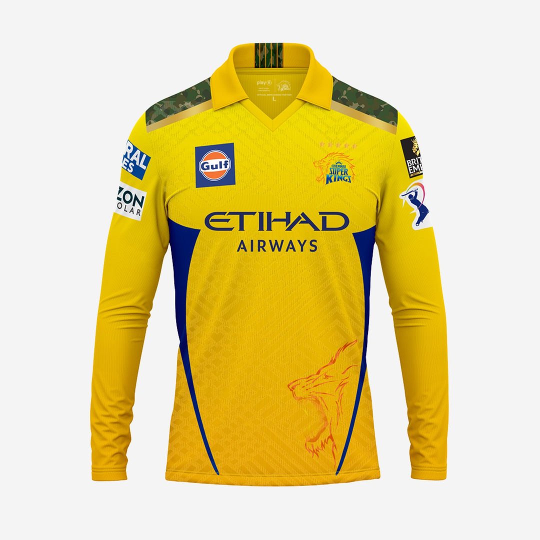 Chennai Super Kings Authentic Match Jersey IPL 2025 Adult Plain Long Sleeve - Cric Studio