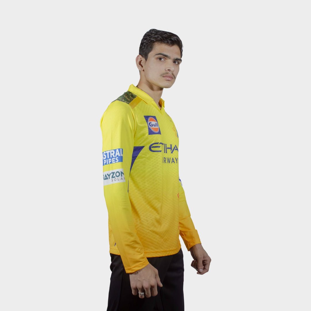 Chennai Super Kings Authentic Match Jersey IPL 2025 Adult Plain Long Sleeve - Cric Studio