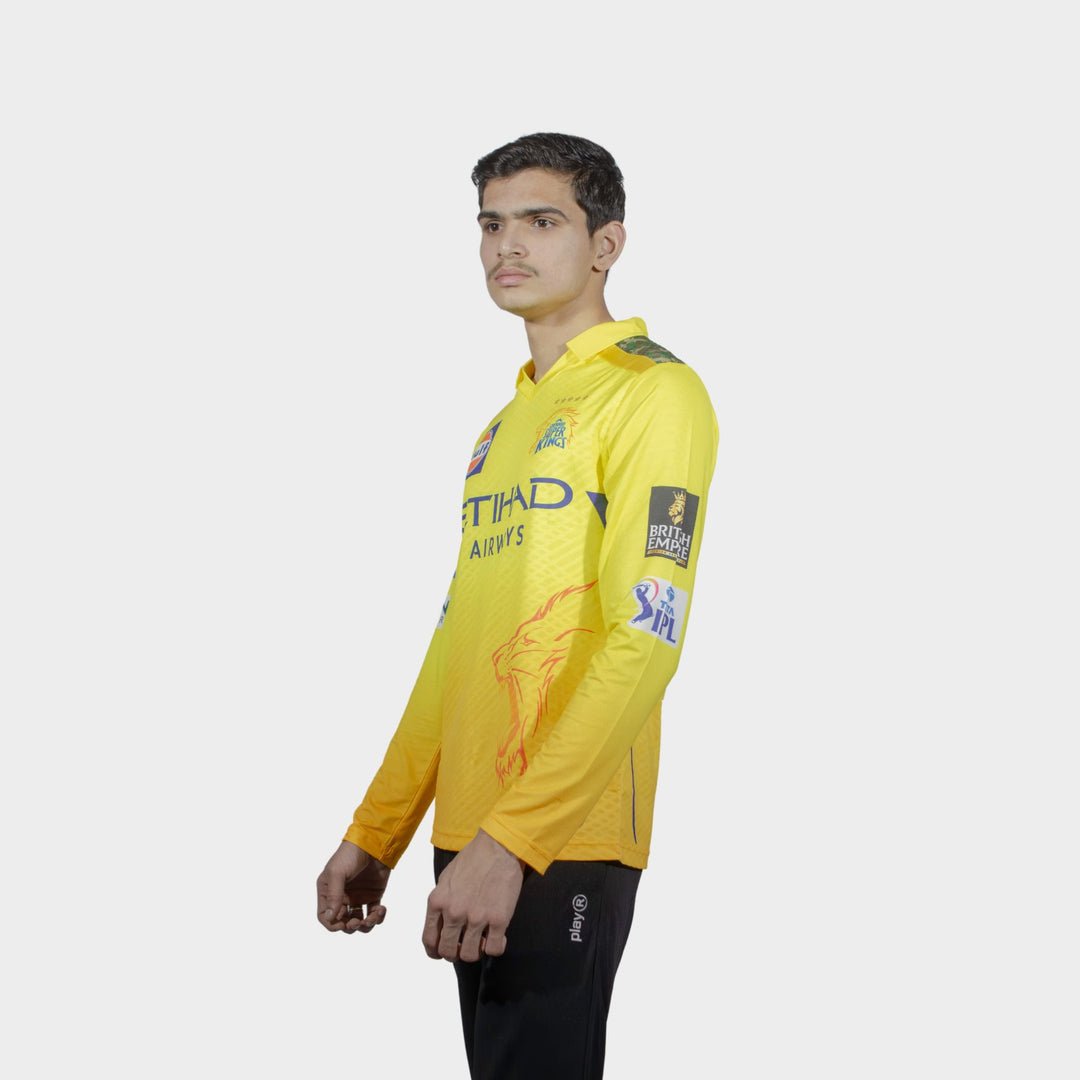 Chennai Super Kings Authentic Match Jersey IPL 2025 Adult Plain Long Sleeve - Cric Studio