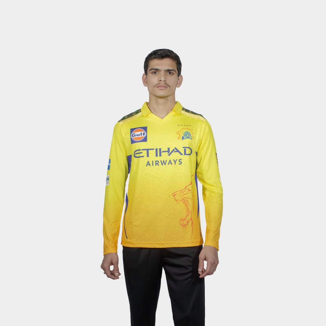 Chennai Super Kings Authentic Match Jersey IPL 2025 Adult Plain Long Sleeve - Cric Studio