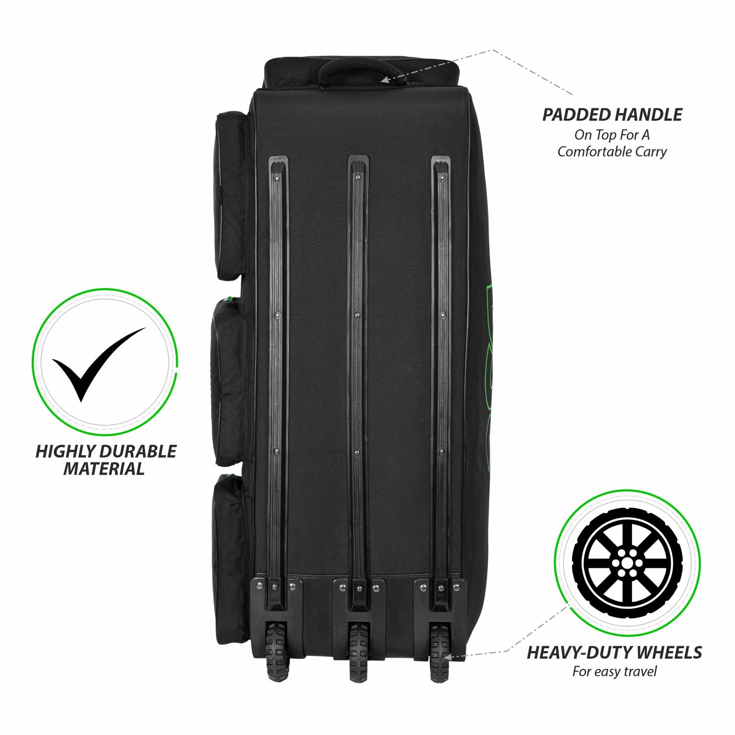 DSC Spliit 1001 Cricket Large Wheelie Cricket Kit Bag - Black/Green - Cric Studio