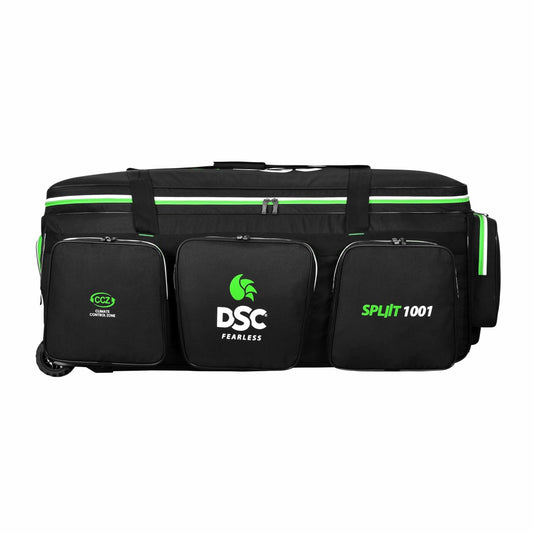 DSC Spliit 1001 Cricket Large Wheelie Cricket Kit Bag - Black/Green - Cric Studio