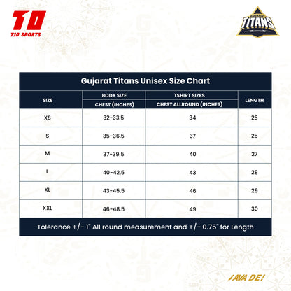 GUJARAT TITANS OFFICIAL MATCH EDITION HALF SLEEVE JERSEY -IPL 2026