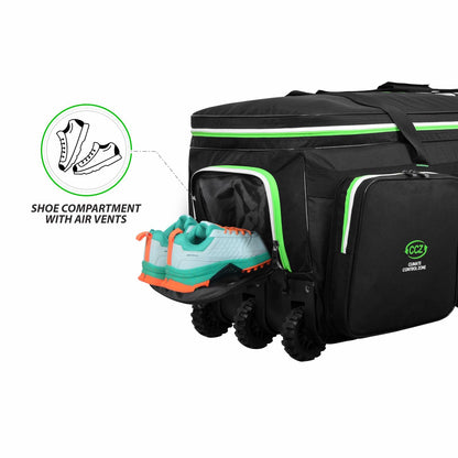 DSC Spliit 1001 Cricket Large Wheelie Kitbag - Black/Green