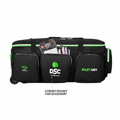 DSC Spliit 1001 Cricket Large Wheelie Kitbag - Black/Green