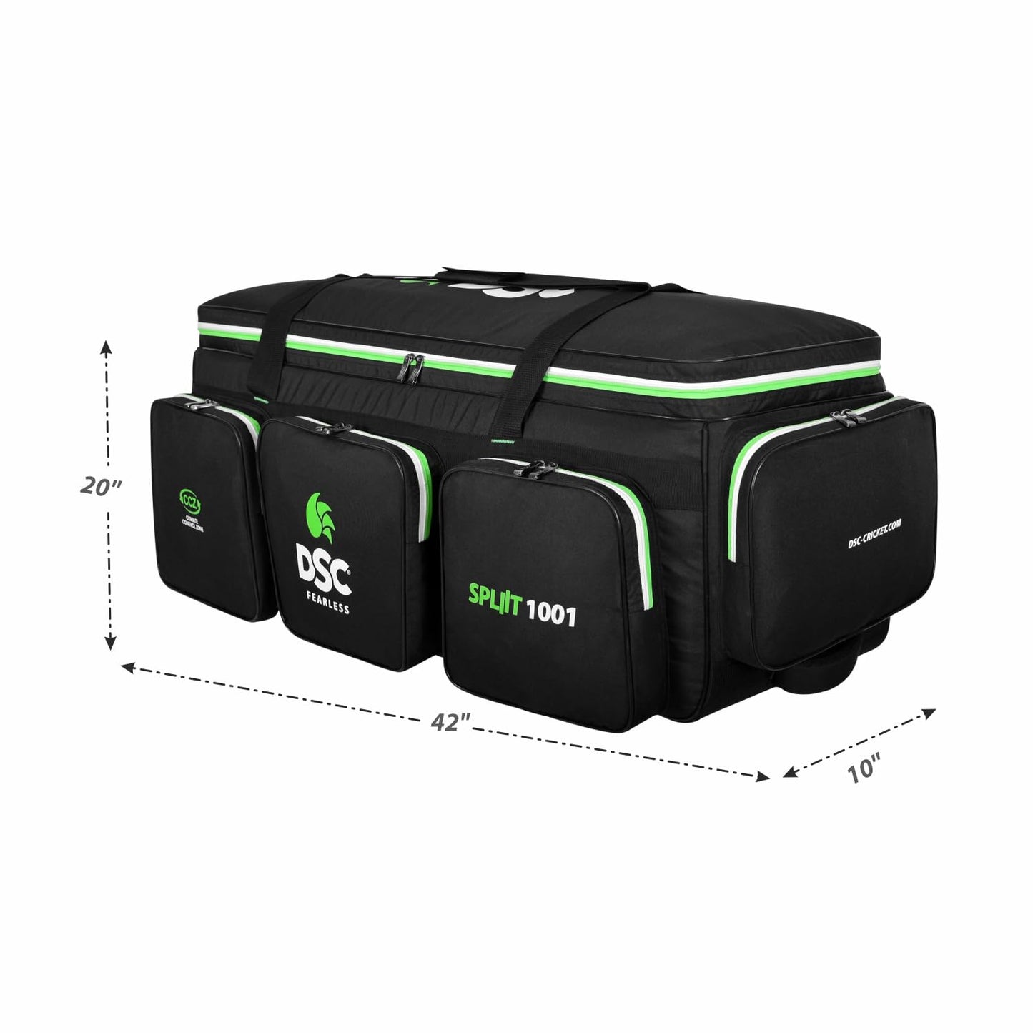 DSC Spliit 1001 Cricket Large Wheelie Kitbag - Black/Green