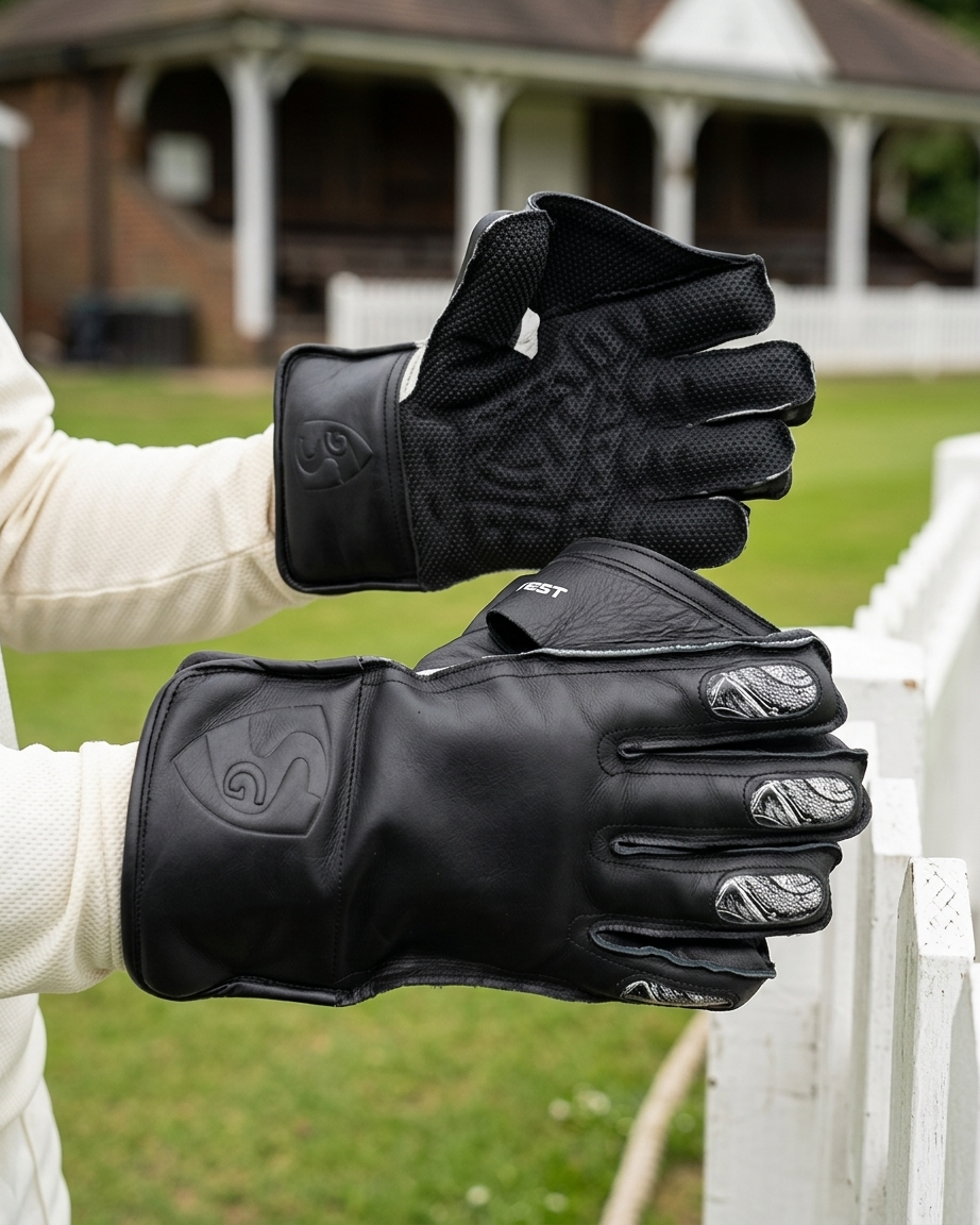 SG Test Black Wicket Keeping Gloves