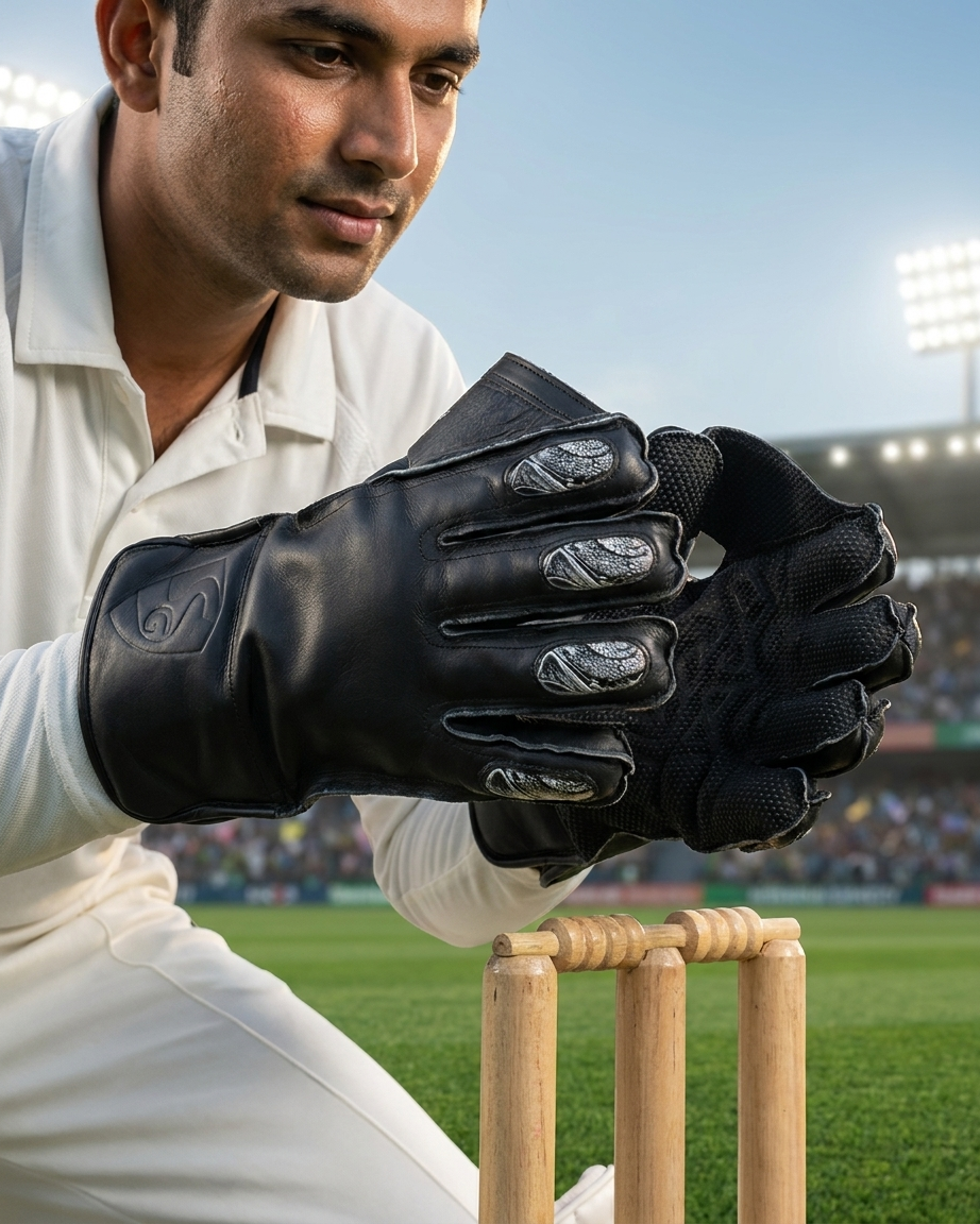 SG Test Black Wicket Keeping Gloves