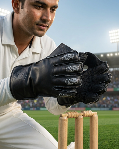 SG Test Black Wicket Keeping Gloves